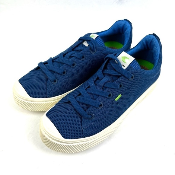 Cariuma Ibi Shoes 10 Womens Blue Bamboo Lace Up Knit Sneaker Mens 8.5 - Picture 2 of 9